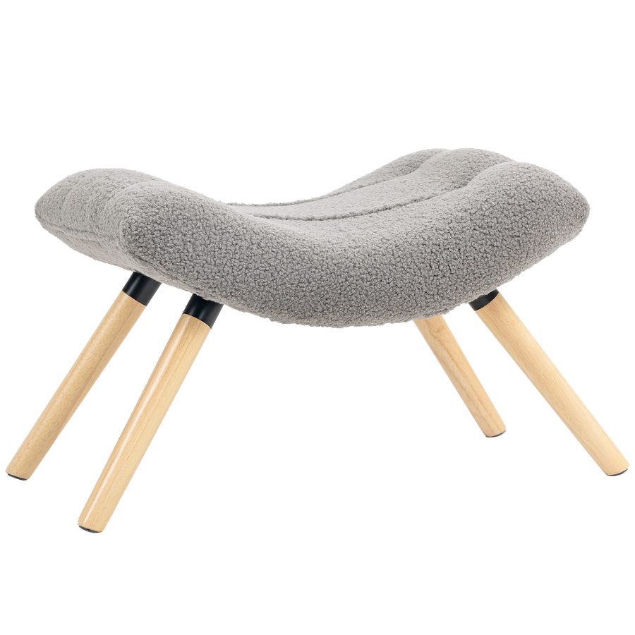 HOMCOM Sitzhocker, Fußhocker mit Berberfleece-Stoff, Polsterhocker bis 120 kg belastbar, für Wohnzimmer, Schlafzimmer, 67 x 45 x 38 cm, Hellgrau   Aosom von HOMCOM