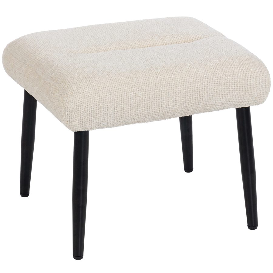 HOMCOM Sitzhocker Hocker mit weichem Sitzkissen Stahlbeinen Fußhocker mit Chenille-Stoff Polsterhocker Ottoman für Schlafzimmer, Wohnzimmer, Cremeweiß   Aosom von HOMCOM