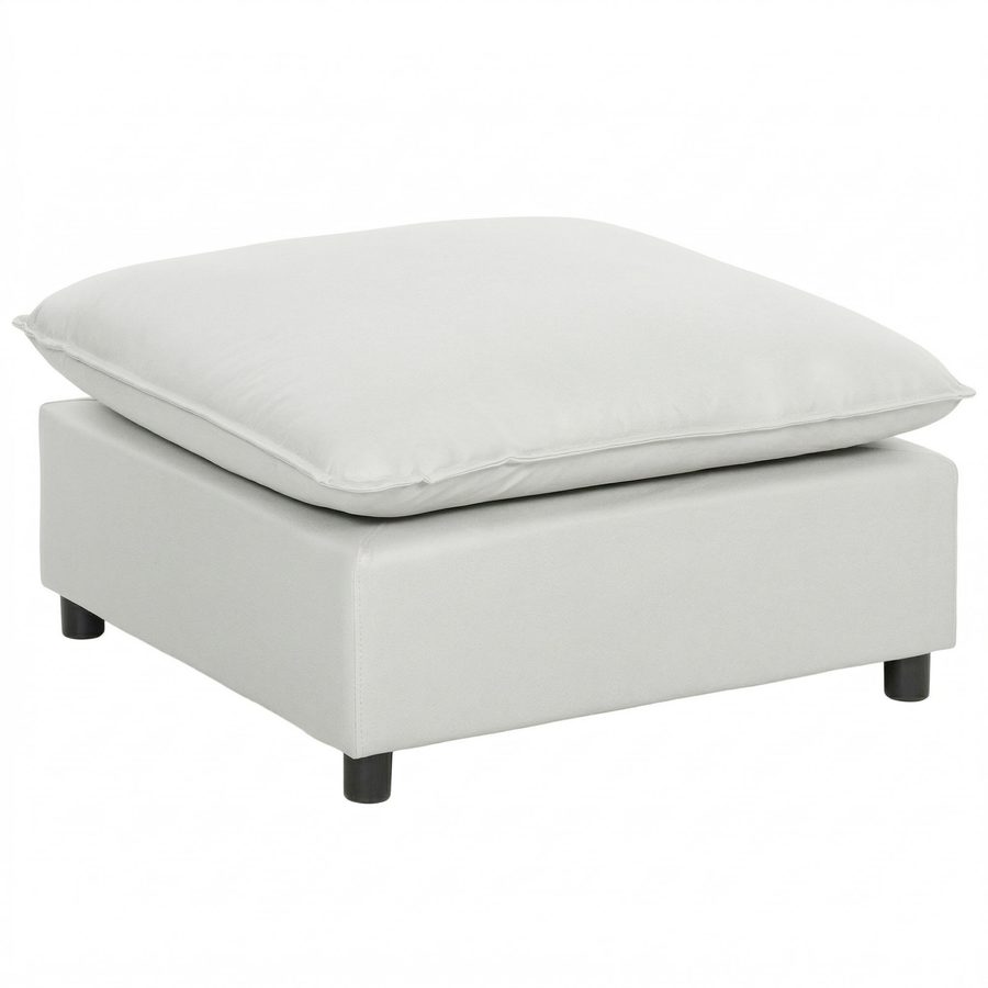 HOMCOM Quadratischer Fußhocker, Ottomane mit Kunststofffüßen, gepolsterter Sitzhocker für Schlafzimmer, Flur, 75 x 75 x 40 cm, grau   Aosom von HOMCOM