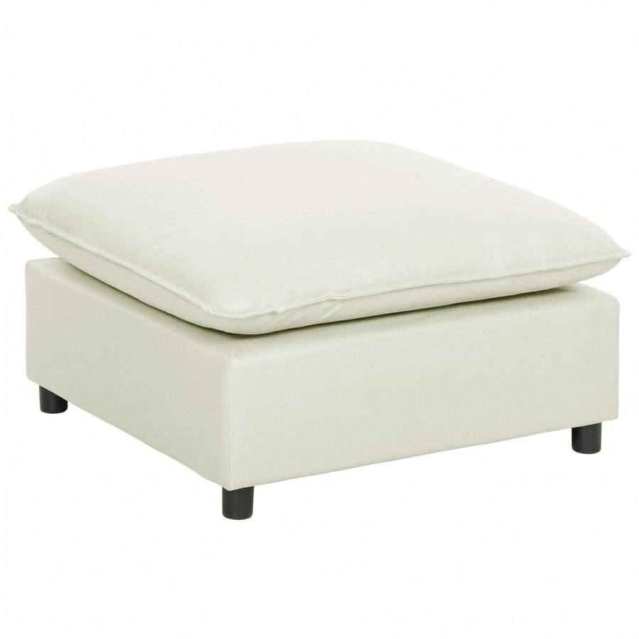 HOMCOM Fußhocker modularer Hocker mit weichem Kissen quadratischer Sitzhocker mit Leinenoptik Ottoman Polsterhocker für Schlafzimmer, Wohnzimmer, Cremeweiß   Aosom von HOMCOM