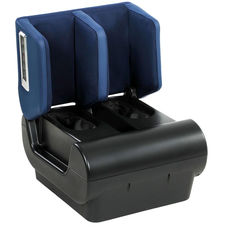 HOMCOM Beinmassagegerät, 2-in-1-Fußmassagegerät & Ottoman mit Shiatsu-Funktion, Wärme, Luftkompression, Timer, 3 Modi & Intensitäten, Blau und Schwarz   Aosom von HOMCOM