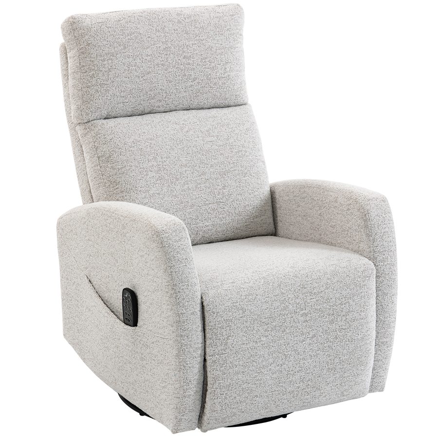 HOMCOM verstellbarer Massagesessel mit Heizung, Relaxsessel aus Chenille, verstellbare Rückenlehne, 360° drehbar, Seitentaschen, Fernbedienung, belastbar bis 150 kg, für Wohnzimmer, Schlafzimmer, Creme   Aosom von HOMCOM