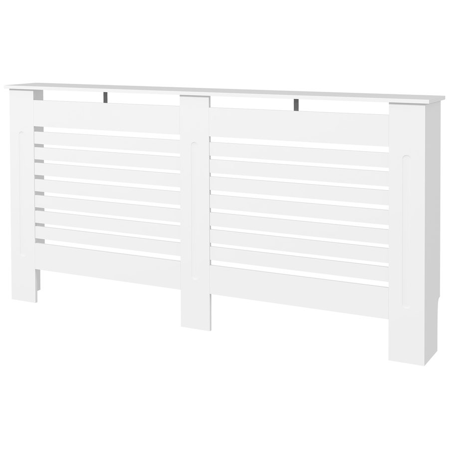 HOMCOM Heizkörperverkleidung mit Lamellen und Regal, moderne Heizkörperabdeckung aus MDF, 152x19x81 cm, Weiß   Aosom von HOMCOM
