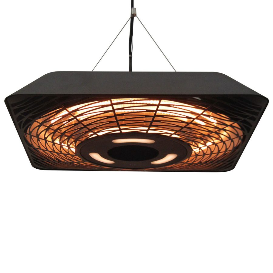 Outsunny Deckenheizstrahler 800W/1200W/2000W, 5 Modi Heizstrahler, IP45, Elektro Heizpilz mit Fernbedienung, Alu, Glas, Schwarz, 45x45x10cm  Aosom von Outsunny