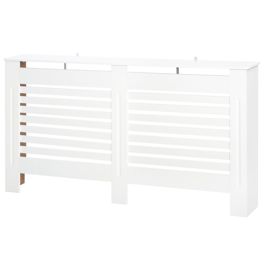 HOMCOM Heizkörperabdeckung mit Lamellen und Regal, moderne Heizkörperverkleidung aus MDF, 172x19x81 cm, Weiß   Aosom von HOMCOM