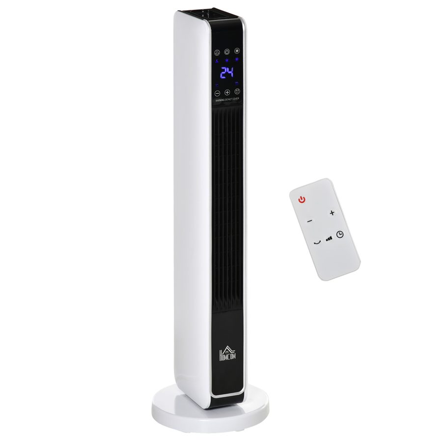HOMCOM 2200W Heizlüfter Elektroheizer mit Fernbedienung 8-Stunden-Timer ABS PA Weiß Schwarz kompakt 21x21x73cm für effiziente Wärme   Aosom.de von HOMCOM