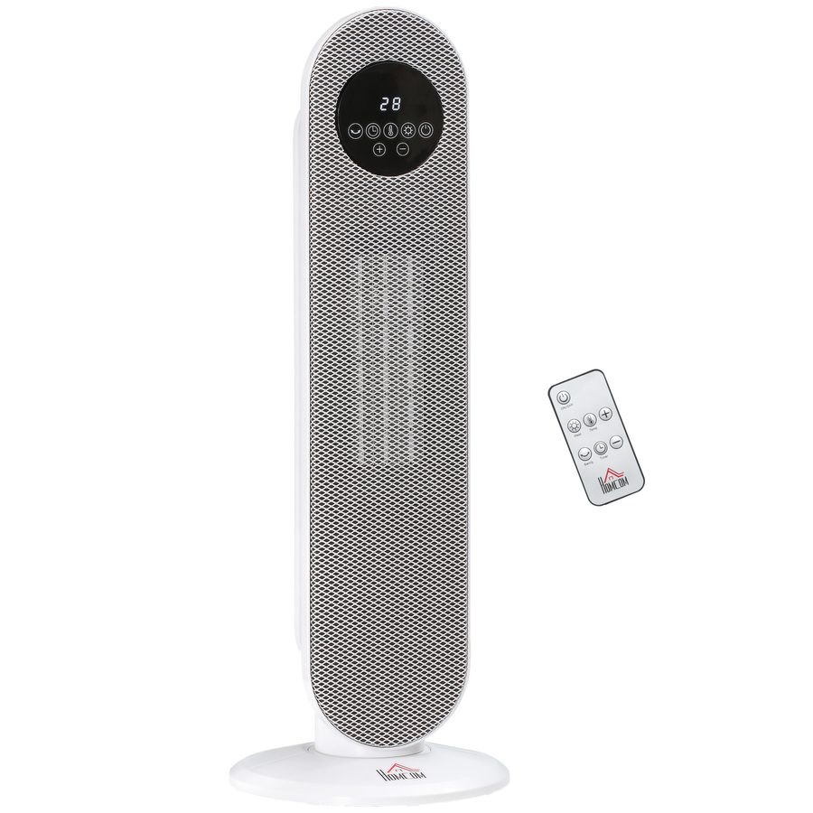 HOMCOM Heizlüfter 2000W Heizlüfter, PTC Keramik Elektrische Heizung mit Fernbedienung, Oszillation, 12h Timer, Überhitzungs- & Kippschutz Turmheizlüfter für Schlafzimmer Büro   Aosom von HOMCOM
