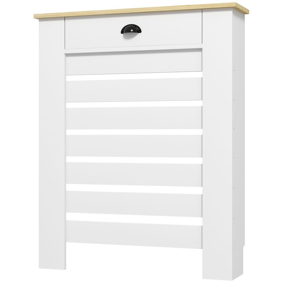 HOMCOM Heizkörperverkleidung, Heizkörperabdeckung, horizontale Lamellengitter, mit Schublade, für Wohnzimmer, Schlafzimmer, Flur, aus Holz, 78 x 19 x 95,5 cm, weiß   Aosom von HOMCOM