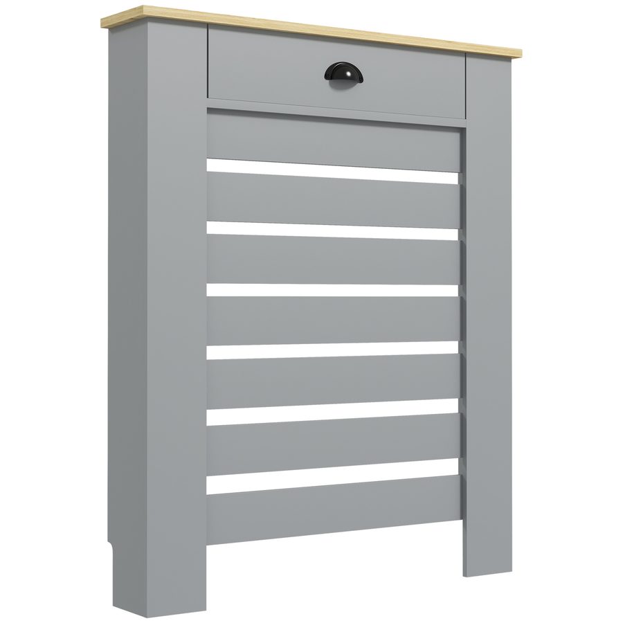 HOMCOM Heizkörperverkleidung in modernem Lamellendesign, Gitterabdeckung mit MDF-Schublade, für Zuhause und Büro, 78x19x95,5 cm, Grau   Aosom von HOMCOM