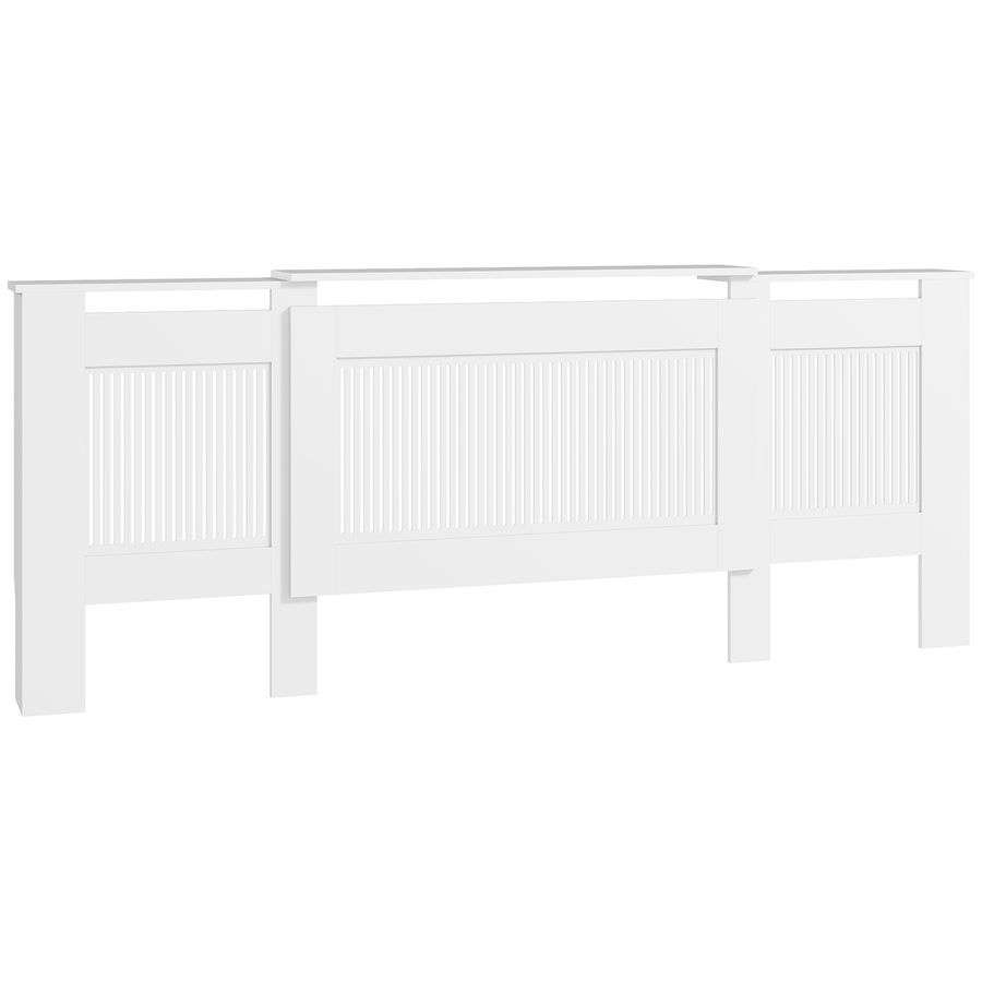 HOMCOM Heizkörperverkleidung ausziehbar Heizkörperabdeckung mit Ablage, Lamellen, Heizungsabdeckung Heizungsverkleidung Heizkörper Abdeckung 125-201 x 19 x 81,5 cm Weiß   Aosom von HOMCOM