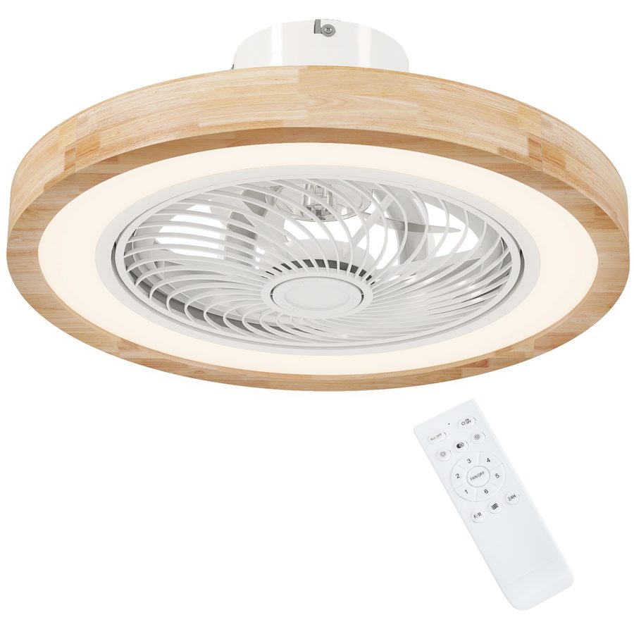 HOMCOM Deckenventilator mit Beleuchtung Fernbedienung LED Ventilator Deckenleuchte Dimmbar mit RGB-Farbe, 6 Geschwindigkeiten 40 W Lampe mit Ventilator, Timer umkehrbar für Schlafzimmer Natur 50 cm   Aosom von HOMCOM