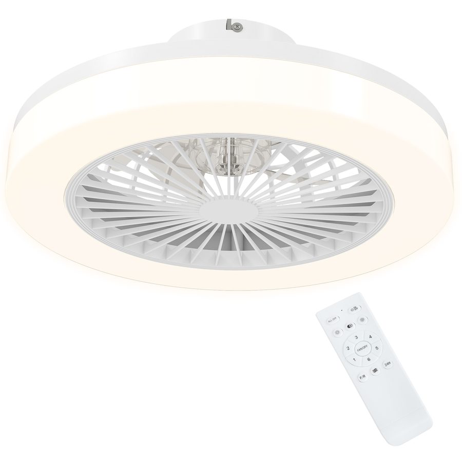 HOMCOM Deckenventilator mit Beleuchtung Fernbedienung LED Ventilator Deckenleuchte Dimmbar mit  6 Geschwindigkeiten 40 W Lampe mit umkehrbar Ventilator, Timer für Schlafzimmer Weiß 46 cm   Aosom von HOMCOM