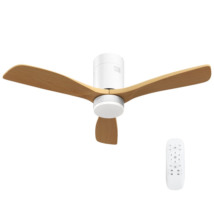 HOMCOM Deckenventilator mit Beleuchtung und Fernbedienung 117 cm LED Lampe mit Ventilator, 3 Flügeln, Umkehrbarer DC Motor, 3 Lichtfarben, 6 Geschwindigkeiten, Timer für Schlafzimmer   Aosom von HOMCOM