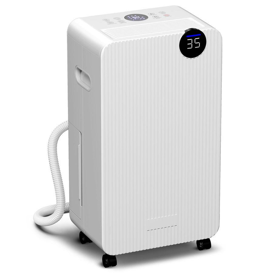HOMCOM Luftentfeuchter 12 l/Tag, leiser Luftentfeuchter, kontinuierliche Entwässerung, Wassertank 2,1 l, 24-Stunden-Timer, LED-Display, Feuchteanzeige, schimmelhemmend, Wäschetrocknung, Weiß   Aosom von HOMCOM
