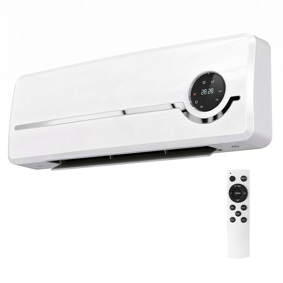 HOMCOM Heizlüfter zur Wandmontage 2000W Keramik-Wandheizung mit Ventilator, Fernbedienung, 2 Heizmodi, LED-Display, Wandheizgerät mit 24h Timer, für Wohnzimmer, Schlafzimmer, Badezimmer Büro   Aosom von HOMCOM