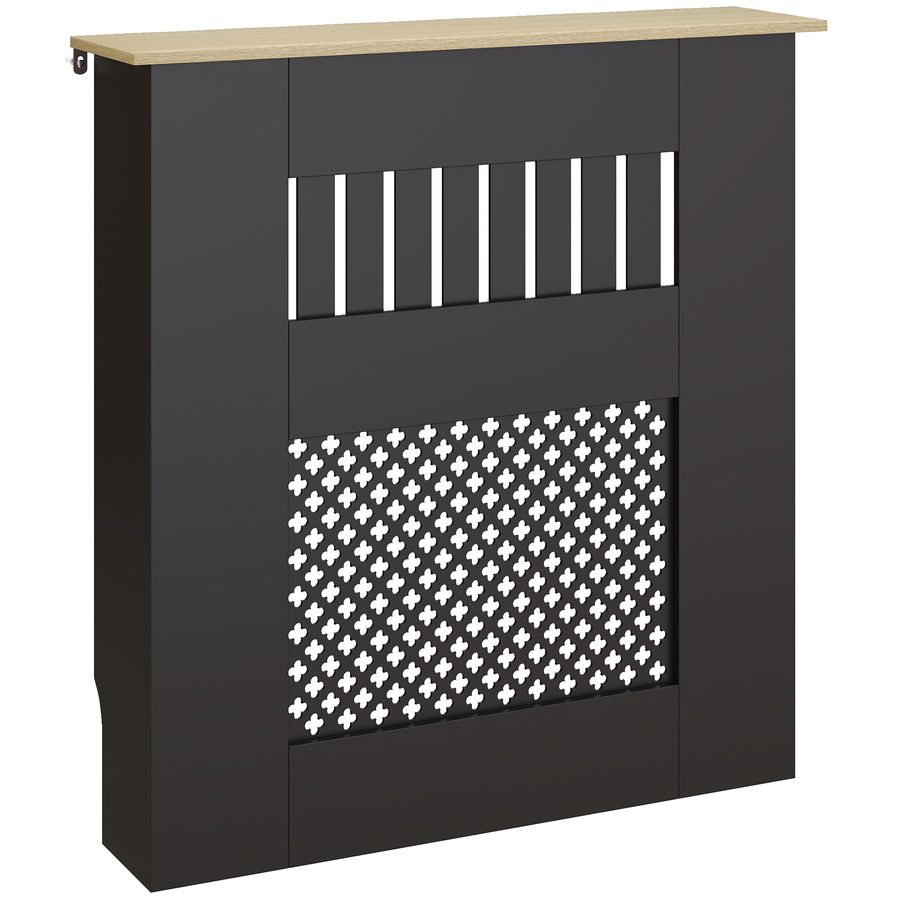 HOMCOM Radiatorabdeckung, Radiatorverkleidung aus MDF, 78x19x81 cm, Abdeckung für Heizkörper, modernes Lamellen- und Wabendesign, für Wohnzimmer, Schlafzimmer, Schwarz   Aosom von HOMCOM