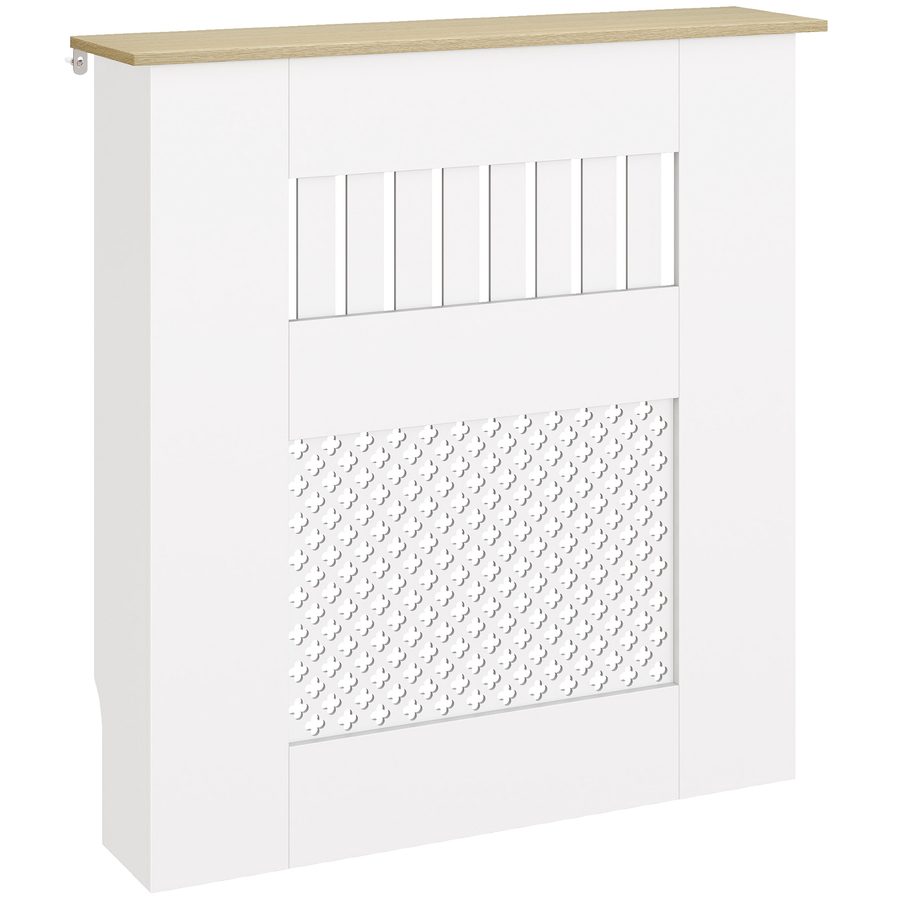 HOMCOM Heizkörperabdeckung, Heizkörperverkleidung aus MDF, 78x19x81 cm, Abdeckung für Heizkörper, Modernes Lamellen- und Wabendesign, für Wohnzimmer, Schlafzimmer, Weiß   Aosom von HOMCOM