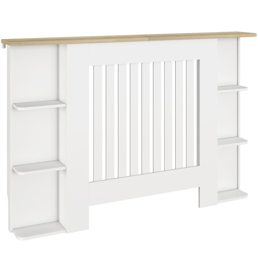 HOMCOM Heizkörperverkleidung mit Ablagen, Heizkörperverkleidung aus MDF, Abdeckung mit modernem Lamellendesign für Wohn- und Schlafzimmer, 124x19x83 cm, Weiß   Aosom von HOMCOM