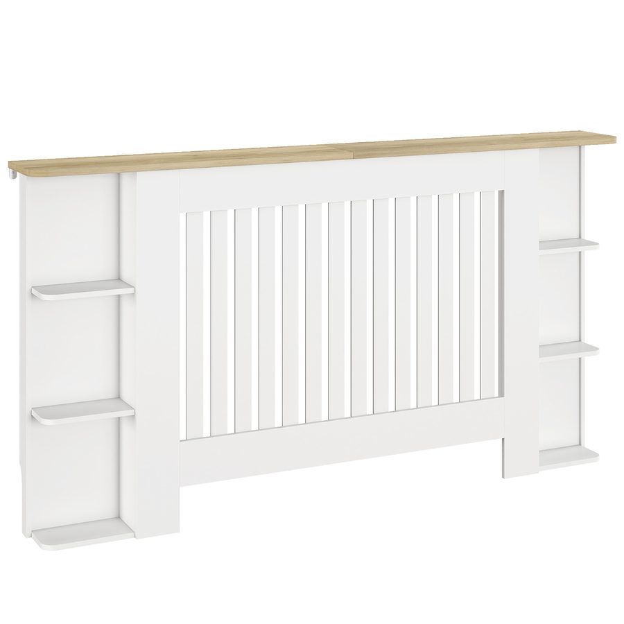 HOMCOM Heizkörperverkleidung mit Ablagen, MDF-Heizkörperverkleidung, Abdeckung für Heizkörper, Modernes Lamellen-Design, für Wohnzimmer, Schlafzimmer, 152x19x83 cm, Weiß   Aosom von HOMCOM