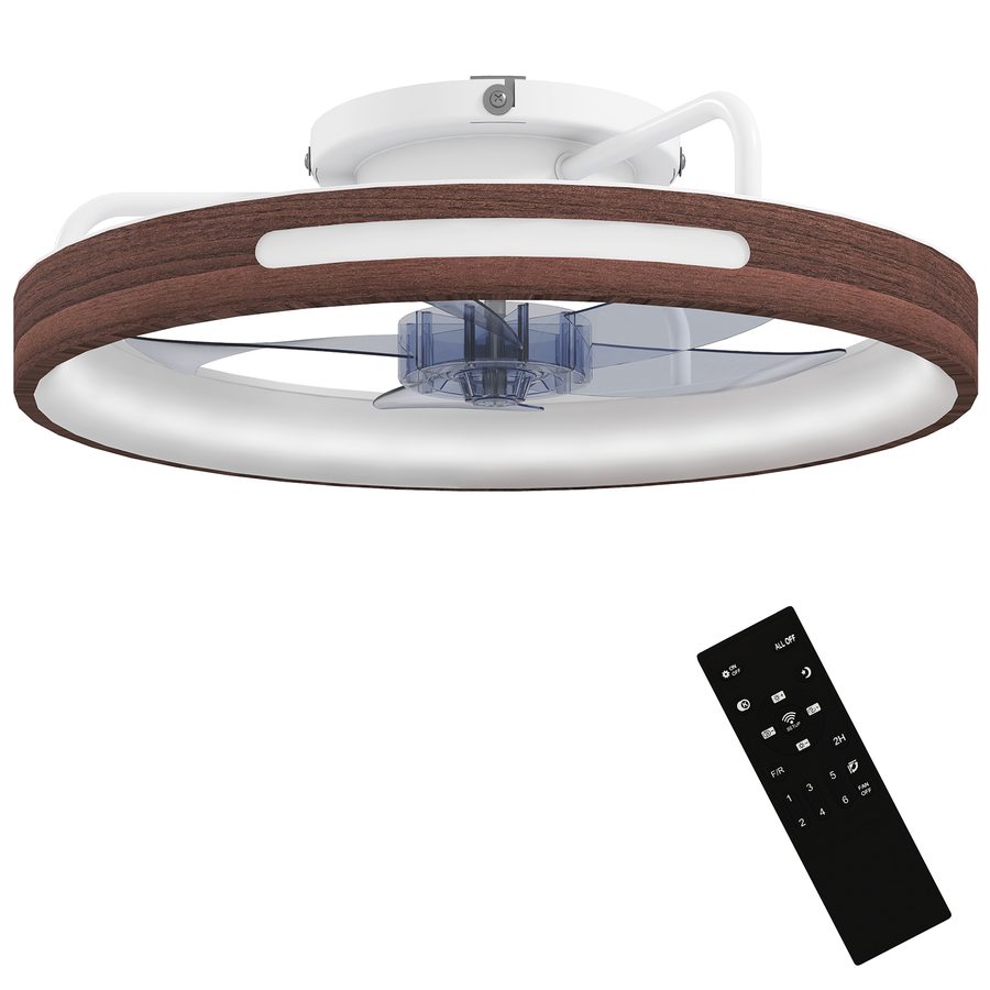 HOMCOM Deckenventilator mit LED-Licht 40 W, reversibler DC-Motor, leiser Deckenventilator mit Lampe, Fernbedienung, 6 Geschwindigkeiten, 3 Farben, Timer, für Wohnzimmer, Ø49 cm, Teak   Aosom von HOMCOM