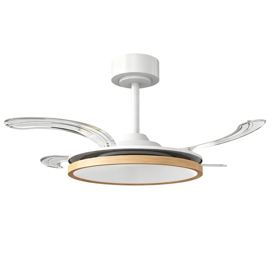 HOMCOM Deckenventilator mit Beleuchtung, einziehbare Flügel, Ø95 cm, 80 W Dimmbare LED Deckenleuchte mit Ventilator, 3 Lichtfarben, Fernbedienung, 6 Geschwindigkeiten, Timer, DC Motor, Natur   Aosom von HOMCOM