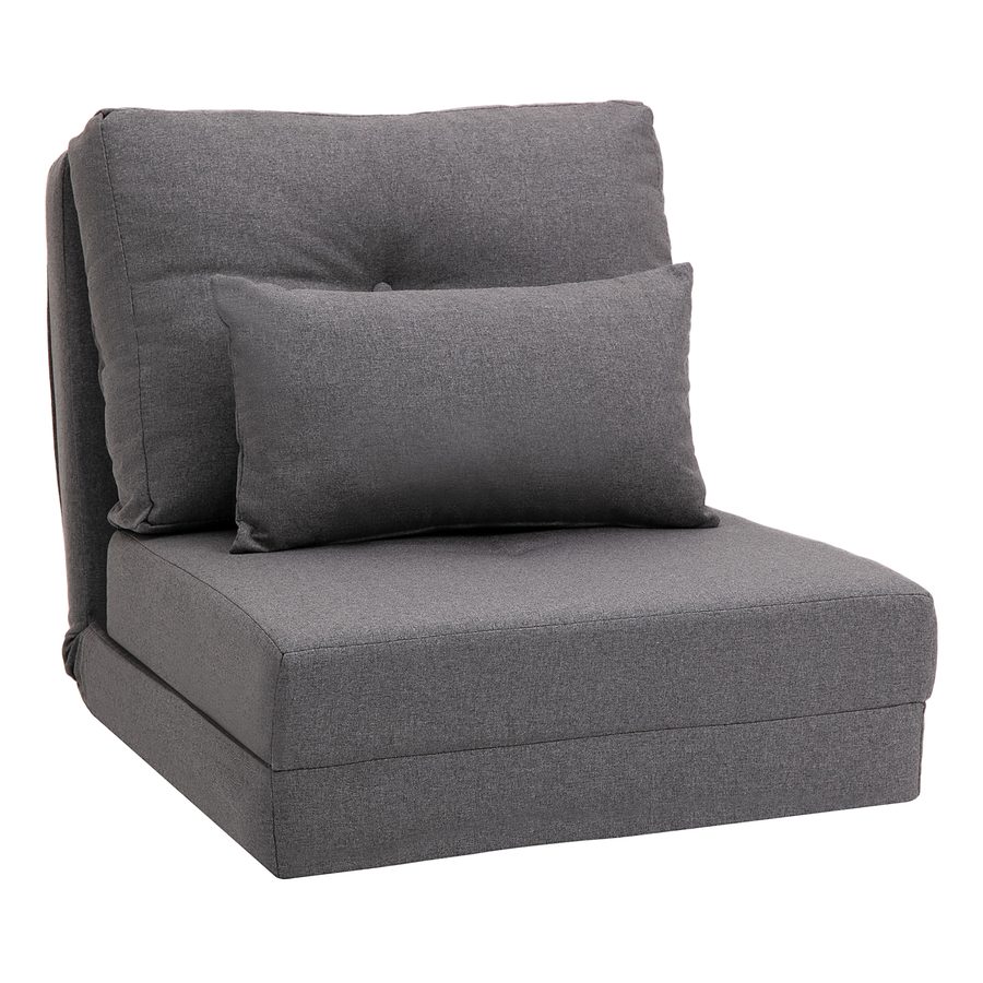 HOMCOM Bodensessel 2-in-1 Klappbett mit verstellbarer Rückenlehne, Bodensofa mit Zierkissen, Leinen, bequemes Bodensitzkissen   Aosom.de von HOMCOM