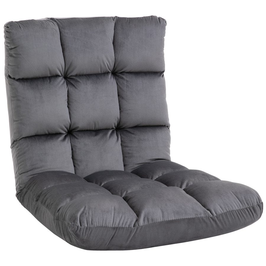 HOMCOM Bodenstuhl 3-in-1 Klappbarer Bodensessel Rückenlehne 13 Positionen Sitzkissen Grau Metall Schaumstoff 55x71x53,5cm   Aosom von HOMCOM