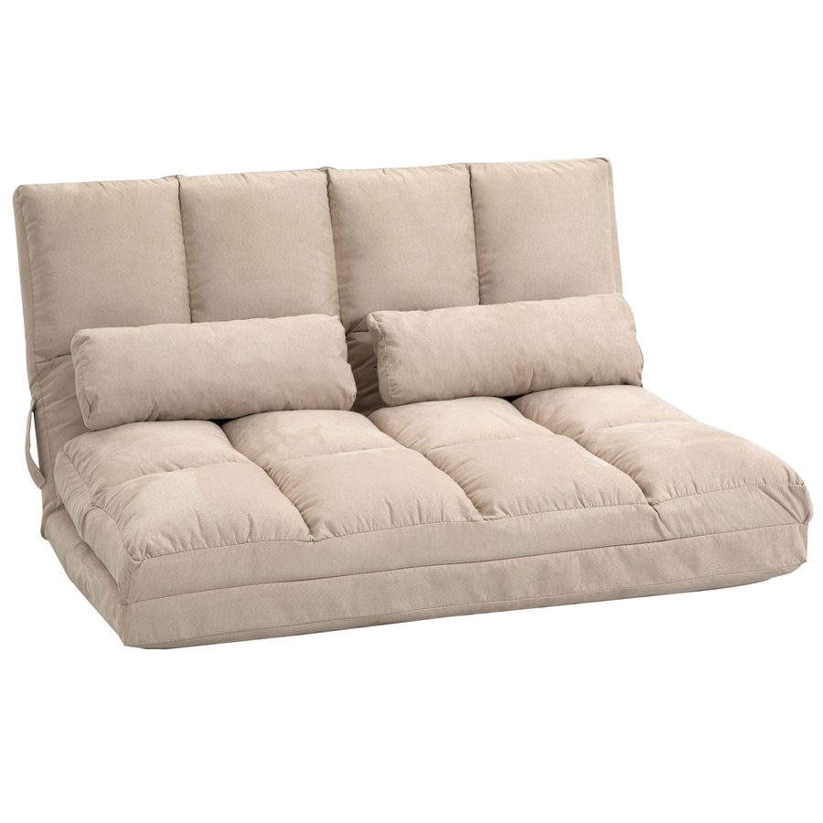 HOMCOM Bodenstuhl 2-in-1 Bodensessel Bett mit Rückenlehne 3 Positionen Verstellbare Sitzkissen Beige Samt Stahl 102 x 73 x 60 cm   Aosom von HOMCOM