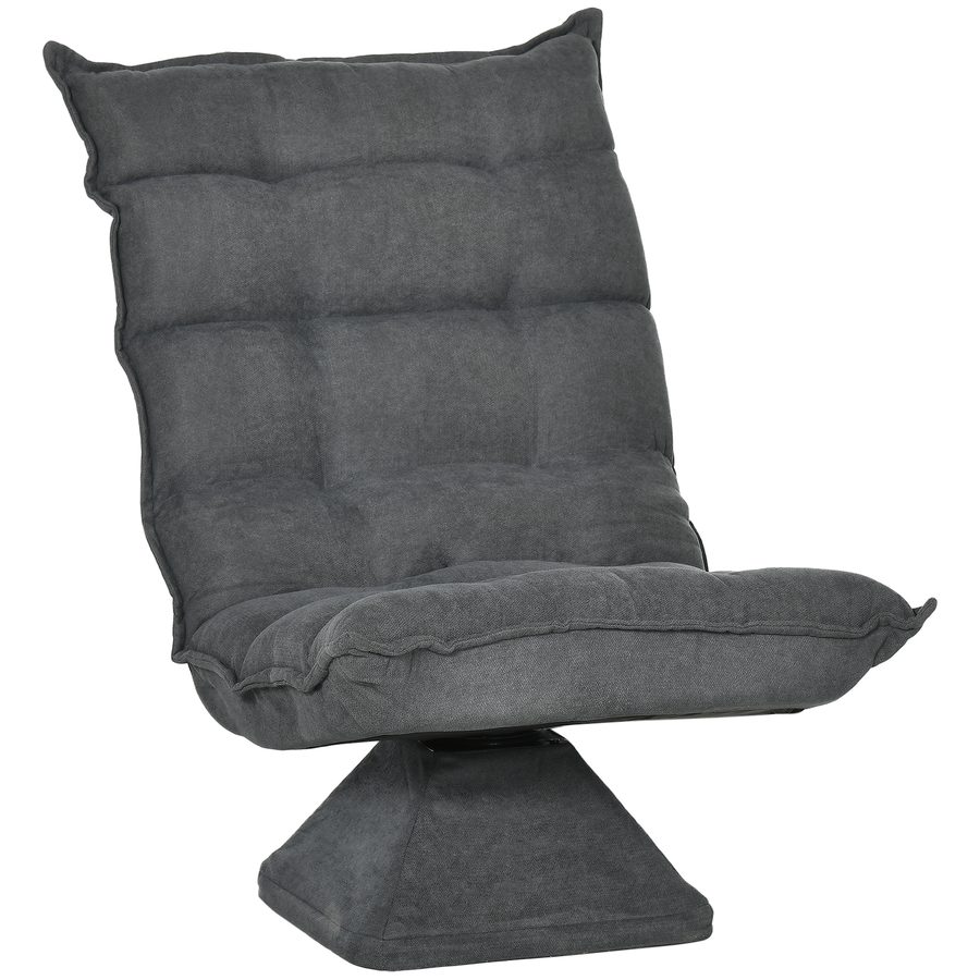 HOMCOM Bodenstuhl Bodensofa mit verstellbarer Rückenlehne, drehbarer Relaxsessel, Bodensitzkissen für Wohnzimmer und Büro, grau aus Mikrofaser   Aosom.de von HOMCOM