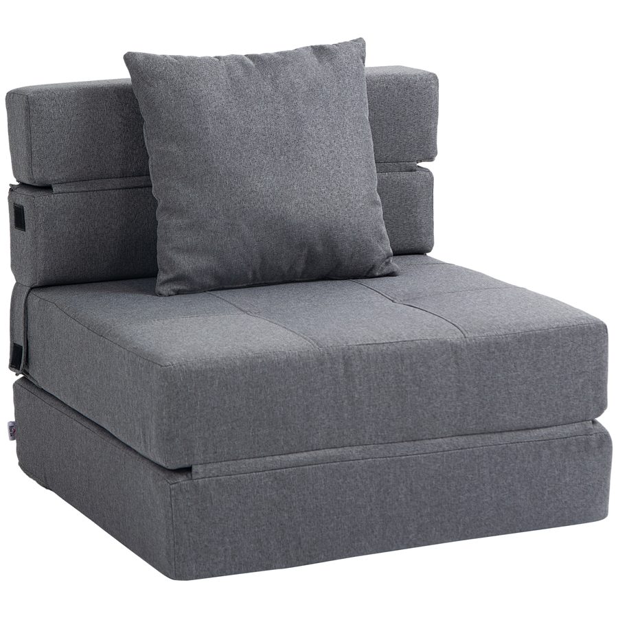 HOMCOM 2-in-1 Schlafsessel klappbar, bis 100 kg belastbar, Schlafsofa, Klappsessel mit Bettfunktion, Relaxsessel, Gästebett, Dunkelgrau  Aosom von HOMCOM