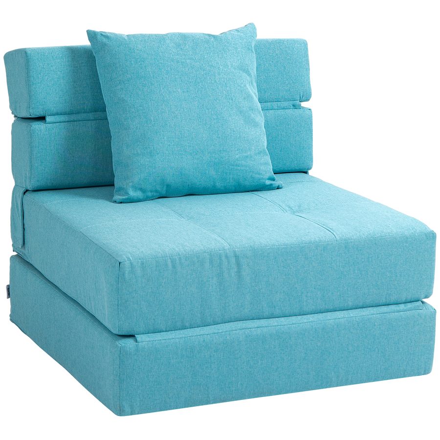HOMCOM Schlafsessel klappbar 2-in-1 Klappsessel mit Bettfunktion Relaxsessel mit Kissen Gästebett bis 100 kg belastbar Blau   Aosom.de von HOMCOM