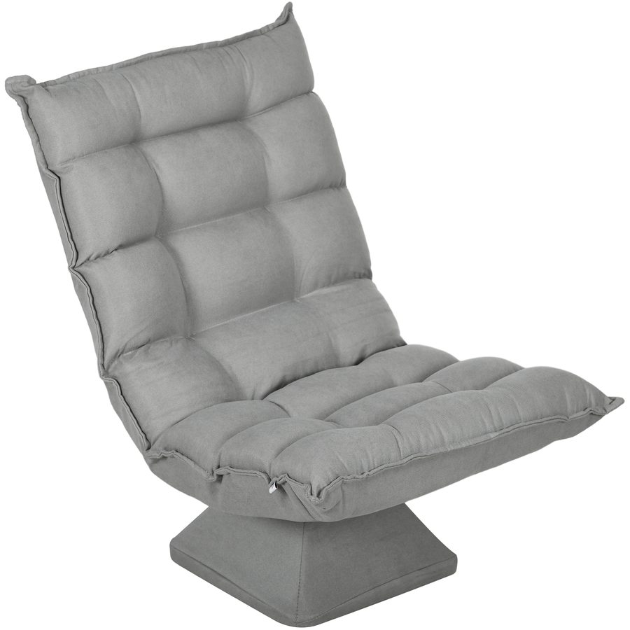 HOMCOM Bodenstuhl verstellbares drehbares Bodensofa Meditationsstuhl Relaxsessel Lazy Sofa für Wohnzimmer Büro hellgrau   Aosom.de von HOMCOM