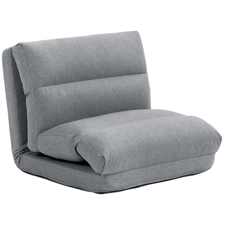 HOMCOM Bodenstuhl klappbar, mit 6-Stufig Verstellbarer Rückenlehne, dicke Sitzpolsterung, Bettfunktion, Leinenoptik, 70 x 41 x 56 cm, Grau   Aosom von HOMCOM