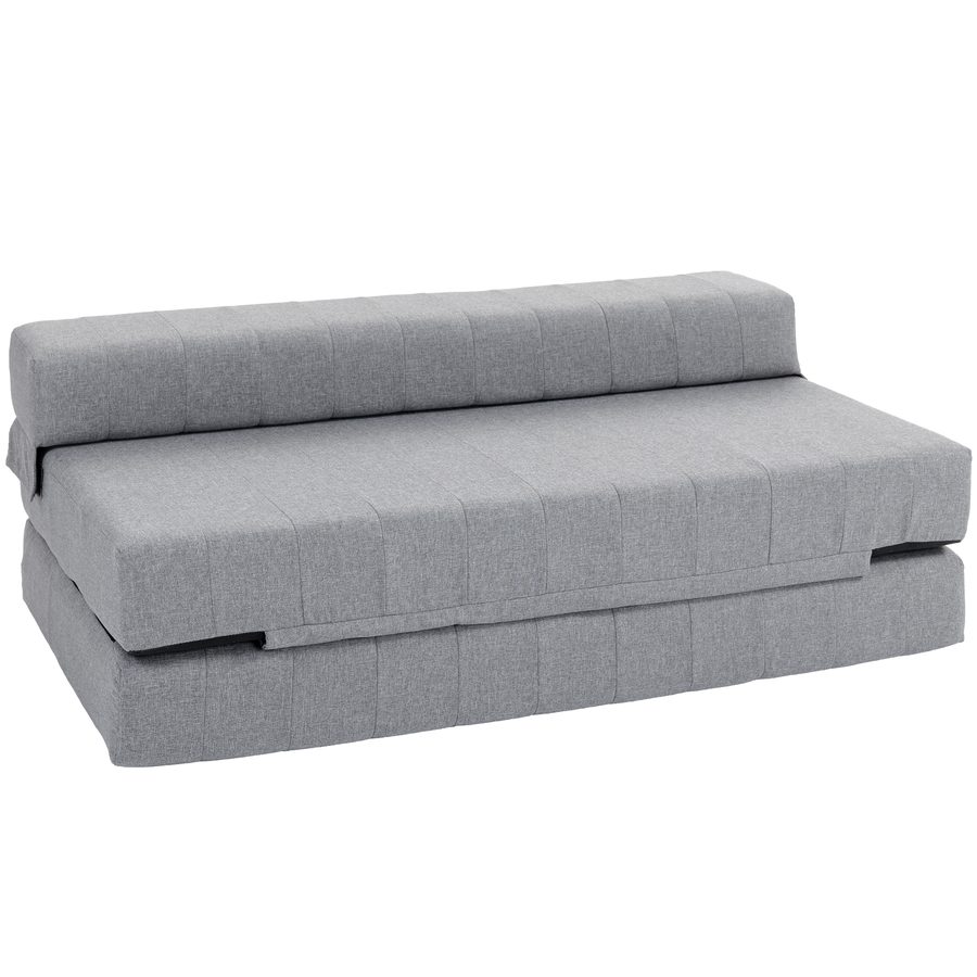 HOMCOM 2-in-1 Bodensofa, bis 250 kg belastbar, Klappbar Schlafsofa mit Leinenoptik, für 2 Personen, Sofabett, für Wohnzimmer, Schlafzimmer  Aosom von HOMCOM