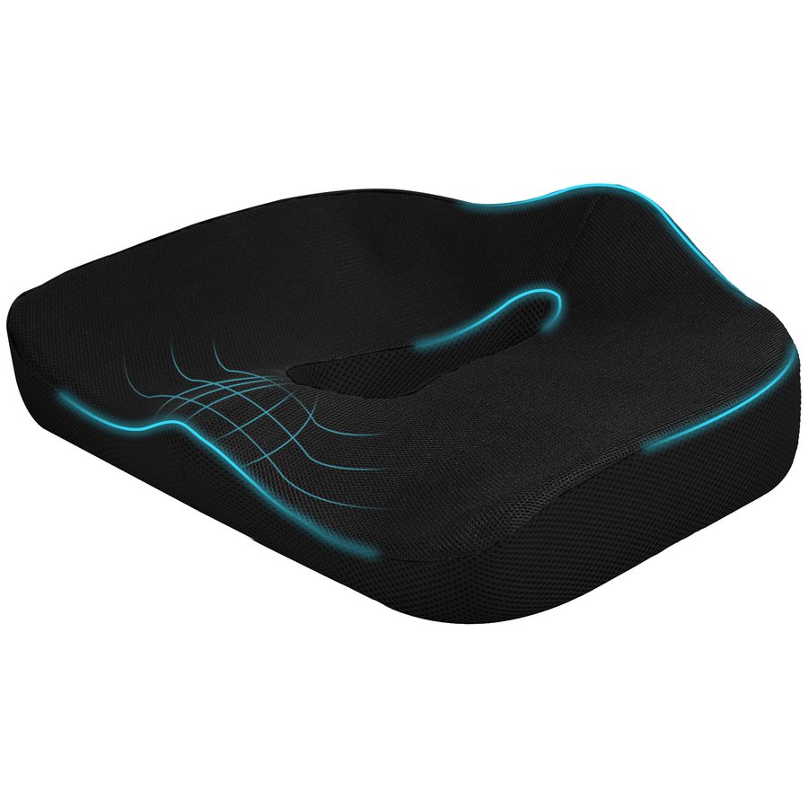 HOMCOM Orthopädisches Sitzkissen Ergonomisches Sitzkissen für Bürostuhl, Auto & Co., Steißbeinkissen aus Memory Schaum für Steißbein, Ischias, Hämorrhoiden Rückenschmerzlinderung, Schwarz   Aosom von HOMCOM