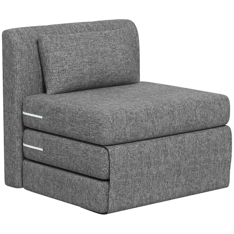 HOMCOM Bodensessel 2-in-1 Klappbar Schlafsofa mit Leinenoptik, Gepolstert Bodenstuhl bis 240 kg belastbar für Wohnzimmer, Schlafzimmer, Grau   Aosom von HOMCOM