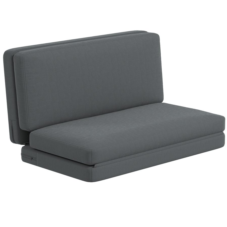 HOMCOM Bodensofa 3-in-1 Klappbar Schlafsofa mit Samtoptik, Gepolstert Sofabett bis 240 kg belastbar für Schlafzimmer, Wohnzimmer, Dunkelgrau   Aosom