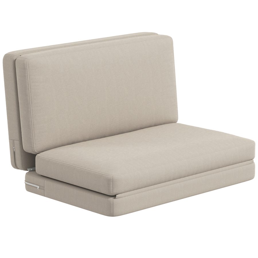 HOMCOM Bodensofa 3-in-1 Klappbar Schlafsofa mit Samtoptik, Gepolstert Sofabett bis 240 kg belastbar für Schlafzimmer, Wohnzimmer, Beige   Aosom