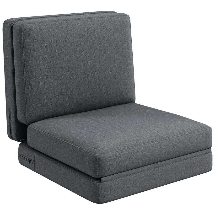 HOMCOM Bodensofa 3-in-1 Klappbar Schlafsofa mit Samtoptik, Gepolstert Sofabett bis 240 kg belastbar, für Schlafzimmer, Wohnzimmer, Dunkelgrau   Aosom von HOMCOM