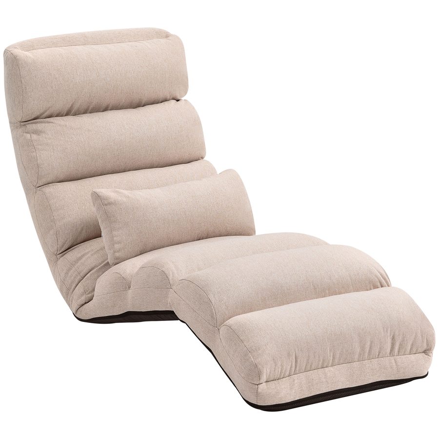 HOMCOM Bodensofa Schlafsessel 1 Platz Schlafsofa umwandelbar Liege mit verstellbarer Rückenlehne und Kopfstütze in 5 Positionen für Wohnzimmer Schlafzimmer und Büro Traglast 120 kg 58x119x78cm beige   Aosom von HOMCOM
