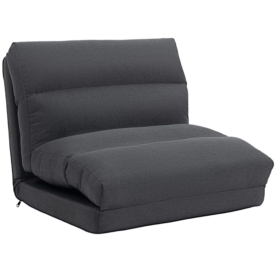 HOMCOM 3 in 1 Schlafsessel klappbar Schlafsofa mit Bettfunktion Leinenoptik, umwandelbar Gästebett Gepolstert Klappsessel Klappmatratze Bodensessel für Wohnzimmer Schlafzimmer Dunkelgrau   Aosom von HOMCOM