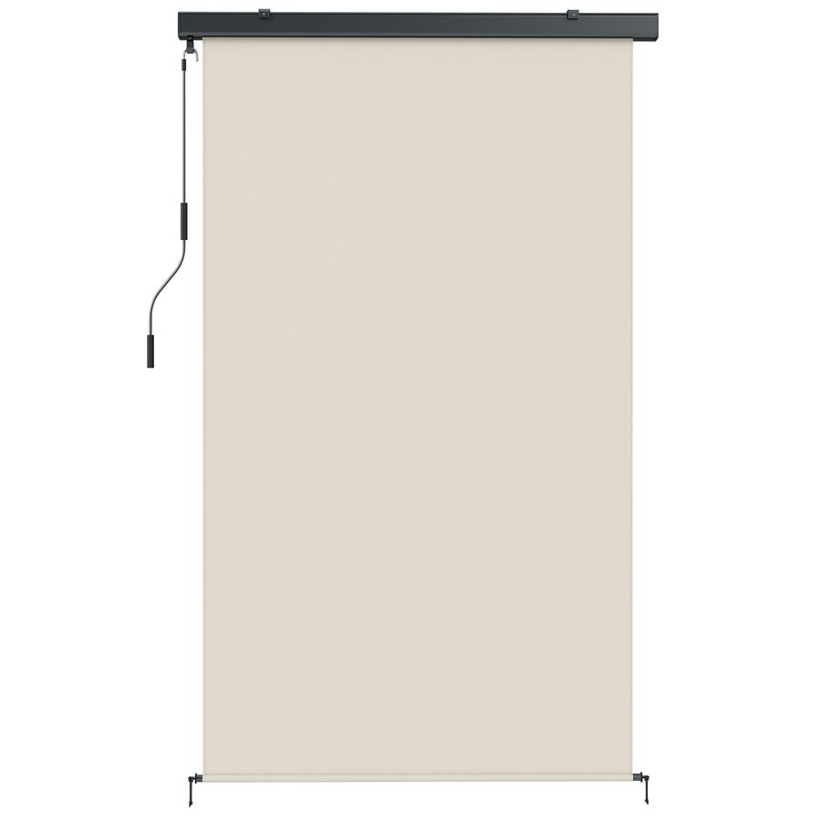Outsunny Außen-Rollo mit Aluminiumkassette und Kurbel, UV-Schutz, Polyester, 250x160 cm, Cremeweiß   Aosom von Outsunny