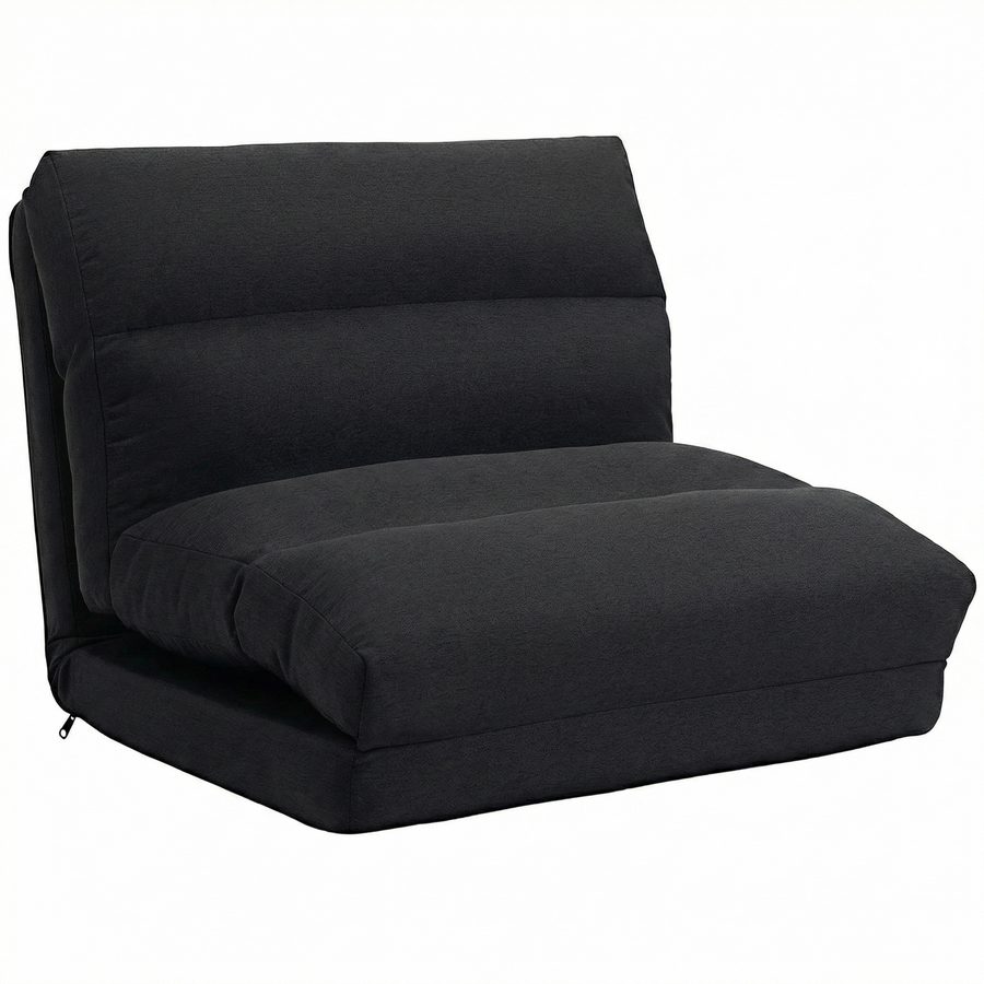 HOMCOM Bodensessel 1-Sitzer, wandelbar zum Bett, Sessel mit 5-fach verstellbarer Rückenlehne, Traglast 120 kg, für Wohnzimmer, Schlafzimmer und Büro, 70x72x56 cm, schwarz   Aosom von HOMCOM
