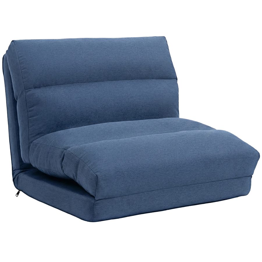 HOMCOM 3 in 1 Schlafsessel klappbar Schlafsofa mit Bettfunktion Leinenoptik, umwandelbar Gästebett Gepolstert Klappsessel Klappmatratze Bodensessel für Wohnzimmer Schlafzimmer Dunkelblau   Aosom von HOMCOM