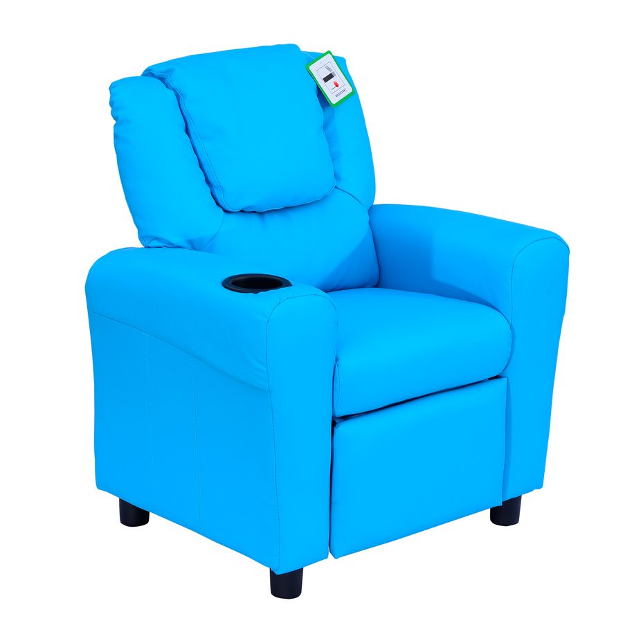 HOMCOM Kindersessel mit Liegefunktion Minisofa für Kinder 3-6 Jahre Blau mit Becherhalter 62x52x69cm ideal für Spielzimmer   Aosom.de von HOMCOM
