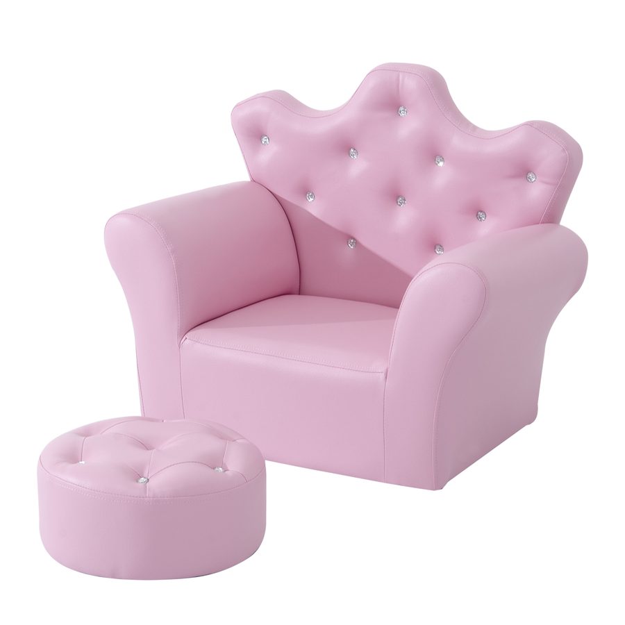 HOMCOM Mädchensessel Softsofa mit Kristallknöpfen Hocker Rosa gemütlich für Kinder ab 3 Jahren 58x40,5x49cm   Aosom.de von HOMCOM