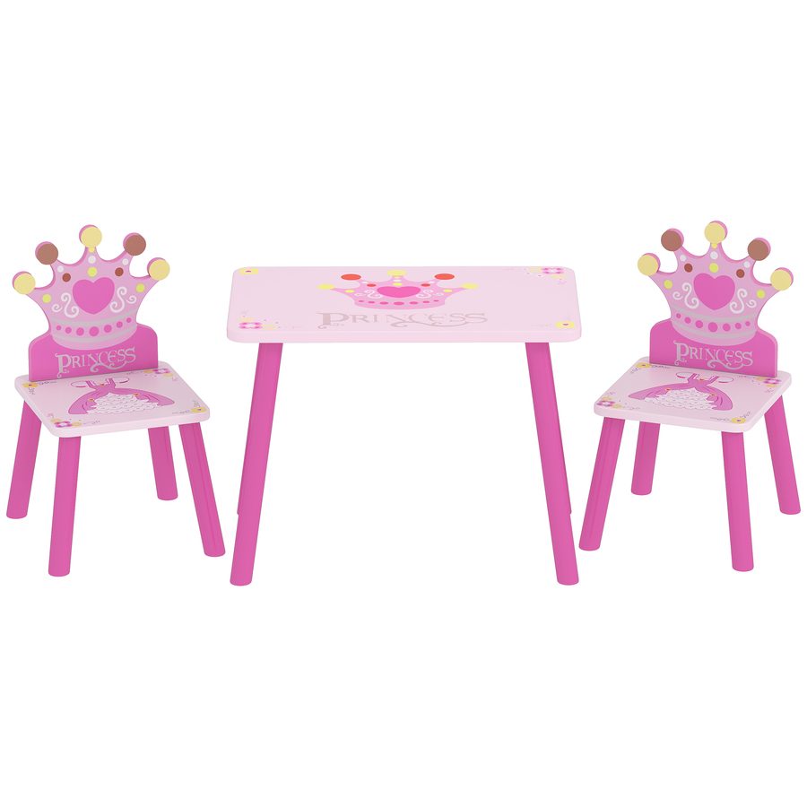 HOMCOM 3-tlg. Kindersitzgruppe mit 1 Kindertisch und 2 Stühlen für Kinder, Kleinkindermöbel aus Kiefer und MDF, Rosa, 55 x 34 x 42 cm   Aosom.de von HOMCOM