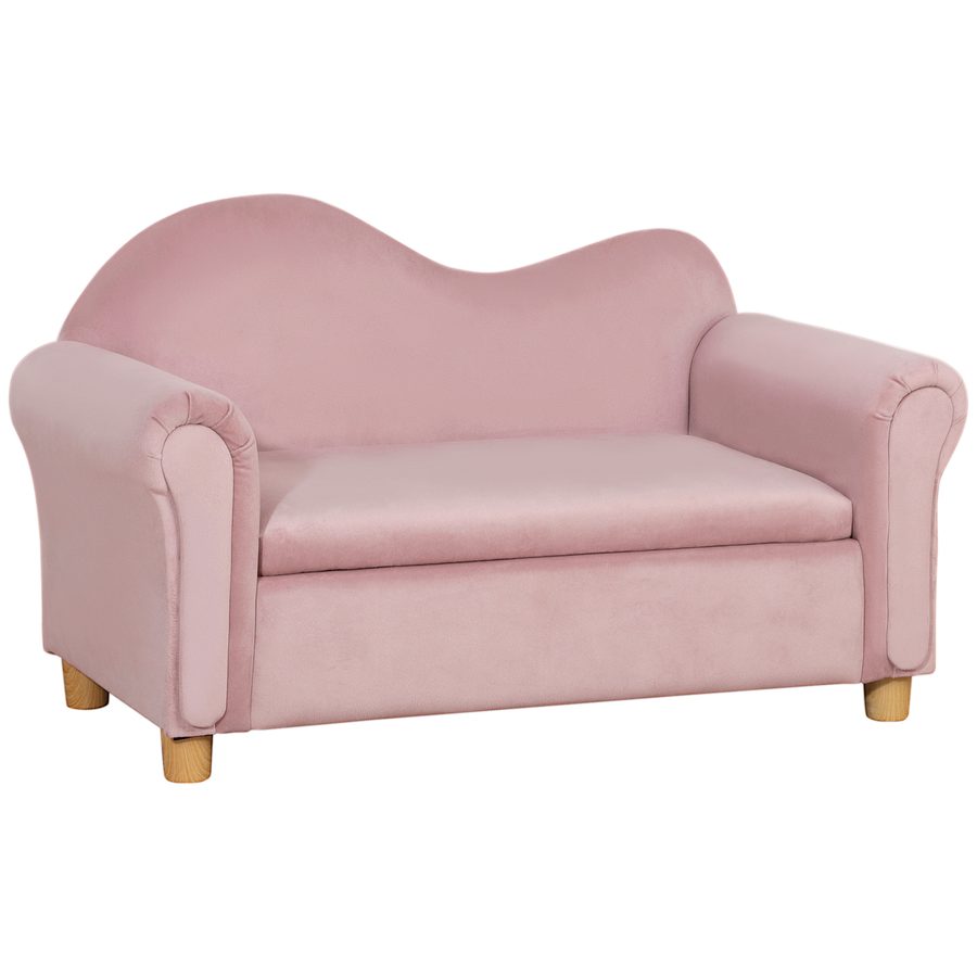 HOMCOM Kindersofa Stauraum Rosa Vlies Zweisitzer 3-5 Jahre 84x41,5x48,5cm   Aosom von HOMCOM