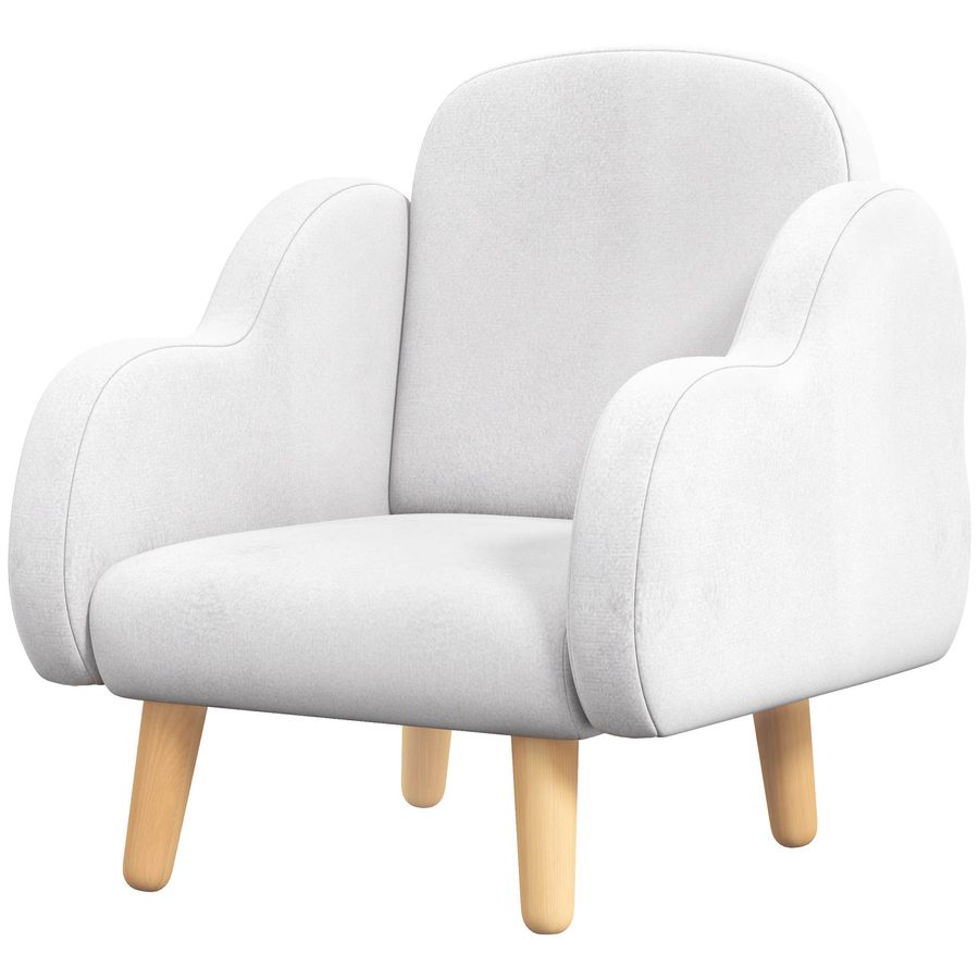 ZONEKIZ Kindersessel im skandinavischen Design mit weichem Komfort, schrägen Beinen und Stoff in Wolkenform 46 x 51 x 55 cm weiß   Aosom von ZONEKIZ