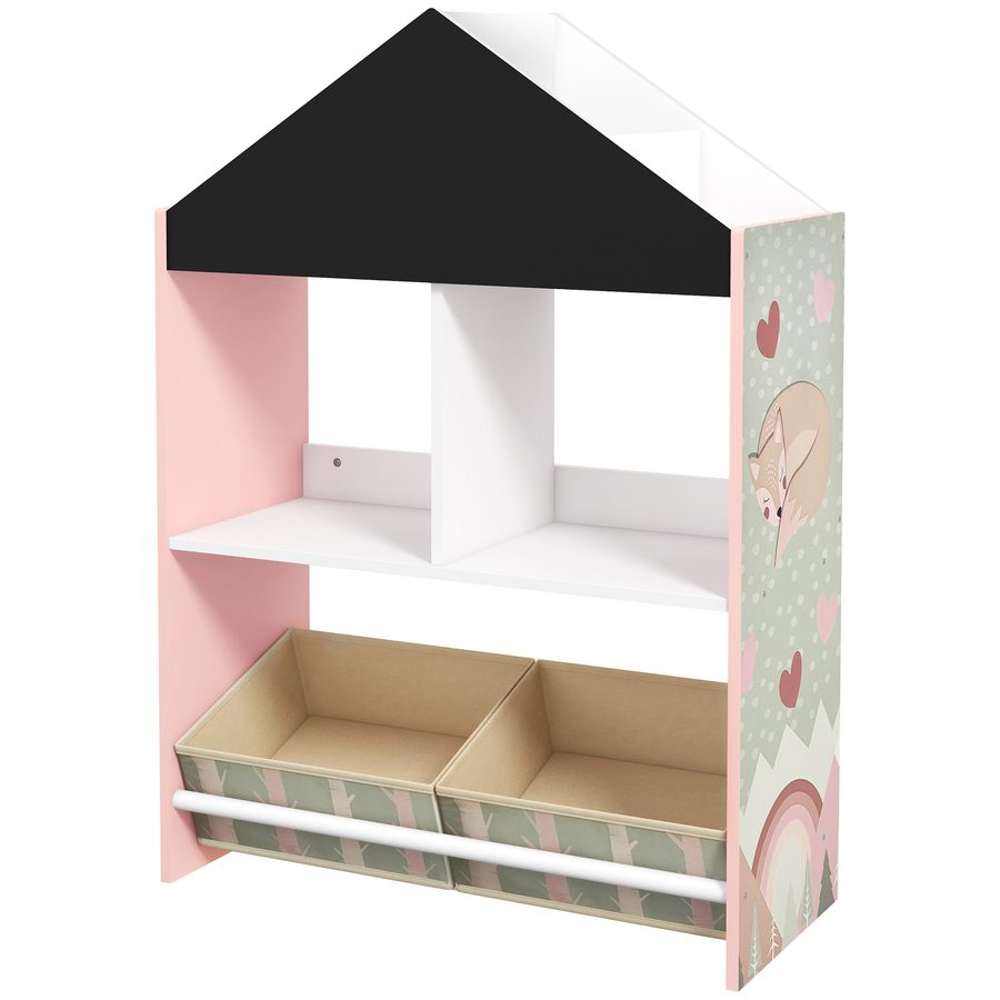 ZONEKIZ Spielzeugregal für Kinder mit Tafel, Kinderzimmermöbel mit herausnehmbaren Schubladen und Regalen, Einrichtung für Kinderzimmer und Kindergarten, Rosa   Aosom von ZONEKIZ